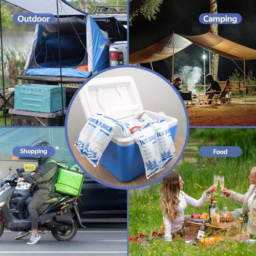 Dry Ice Packs for Shipping FDA Registered Non-Stick for Food TUV and SGS Tests Double-Sided Absorption Long Lasting Shipping Cold Packs for Coolers Lunch Bags Freezer