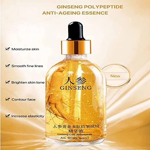 Ginseng Polypeptide Anti-Ageing Essence, Ginseng Anti Wrinkle Serum, Ginseng Anti Aging Essence, Gold Ginseng Face Serum, Ginseng Essential Oil Reduce Fine Lines (1 Bottle)
