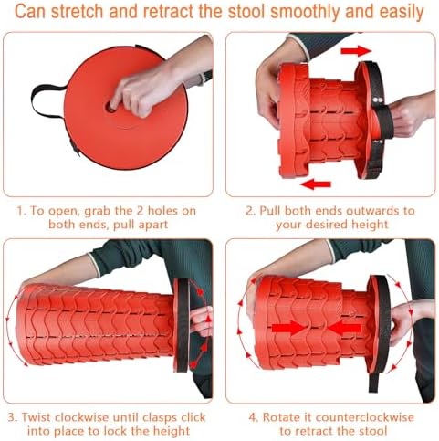 Boreeman Upgraded Folding Stool Lightweight Yet More Sturdy with Load Capacity 400lbs Portable Collapsible Stool for Camping Fishing Hiking BBQ (All Red)