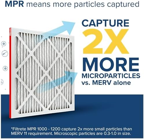 Filtrete 12x20x1 AC Furnace Air Filter, MERV 11, MPR 1000, Micro Allergen Defense, 3-Month Pleated 1-Inch Electrostatic Air Cleaning Filter, 2 Pack (Actual Size 11.81x19.81x0.81 in)