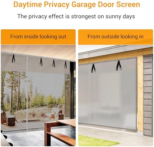 2025 Privacy Garage Door Screen for 2 Car 16x7FT, Heavy Duty Magnetic Closure Garage Screen Door, Durable Nylon Screen Door Mesh, Garage Net Screen for Garage, Silver Grey