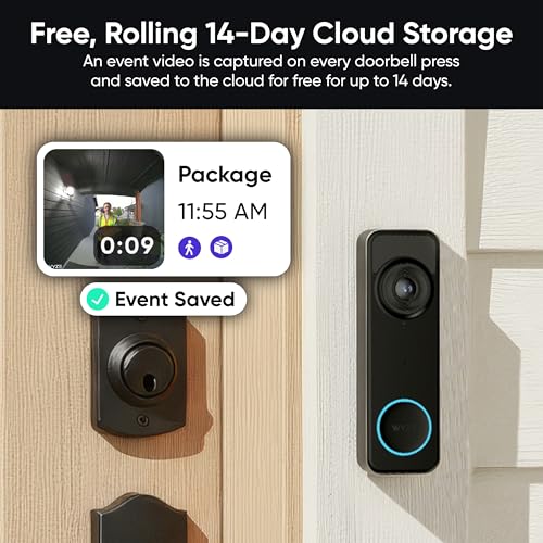 Wyze Battery Video Doorbell Wireless Camera, 1536x1536 HD+ with Color Night Vision, 2-Way Audio, 1:1 Head-to-Toe View, Person/Vehicle/Package Monitor, Wire-Free/Wired Option, 1 Minute Easy Setup