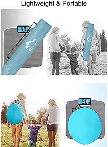 Oileus X-Large 4 Person Beach Tent Sun Shelter - Portable Sun Shade Instant Tent for Beach with Carrying Bag, Stakes, 6 Sand Pockets, Anti UV for Fishing Hiking Camping, Waterproof Windproof, Sky Blue