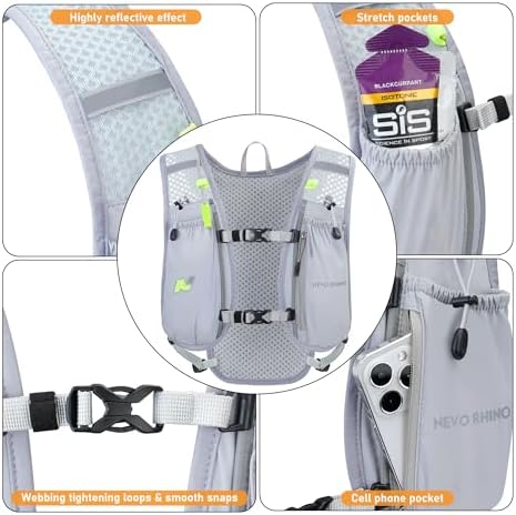 N NEVO RHINO Running Vest,Hydration Vest 5.5L with 1.5L Water Bladder,Lightweight Hydration Pack Water Backpack for Hiking Race