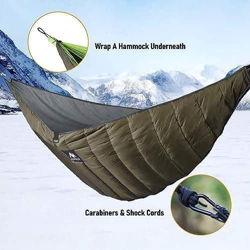 AYAMAYA Single & Double Hammock Underquilt Full Length Big Size Under Quilts for Hammocks, Camping Backpacking Essential, Winter Cold Weather Warm UQ Blanket Bottom Insulation
