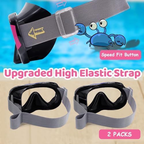 Vvinca Kids-Goggles with Nose Cover, Diving Mask Elastic Fabric Strap Anti Fog Anti Shattered Lens for Kids Swim Goggles 3-14
