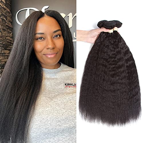 Kerriana Yaki Human Hair Bundles 100% Unprocessed Brazilian 3 Bundles 14 16 18 inch Kinky Straight for Black Women
