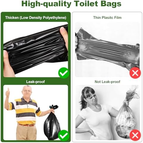 OUMEE Camping Toilet Bags, 8 Gallon Portable Toilet Bags, Toilet Waste Bags, Leak-Proof Potty Liners Trash Bags for Outdoor Camping Toilet Bucket,Traveling, RV Trip