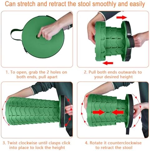 Boreeman Upgraded Folding Stool Lightweight Yet More Sturdy with Load Capacity 400lbs Portable Collapsible Stool for Camping Fishing Hiking BBQ (Army Green)