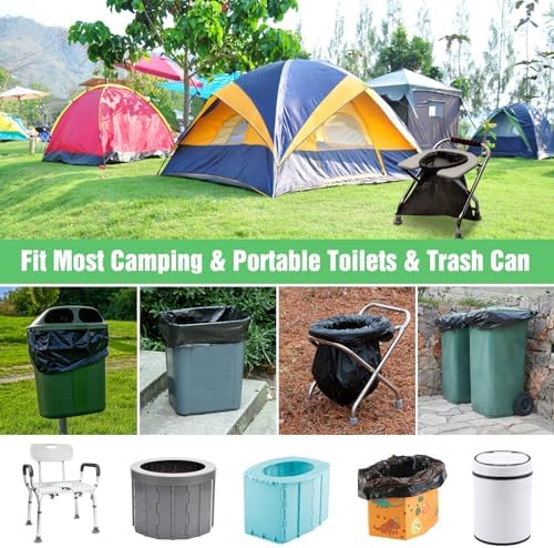 120 Portable Camping Toilet Bags, 8 Gallon Emergency Camp Potty Poop Bags for Adults, Thickened Trash Waste Bags for 5 Gallon Bucket Toilet Seat Camping Trash Can Outdoor