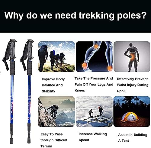Aihoye Collapsible Trekking Poles - 2 Pack, Lightweight, Anti-Shock Walking Sticks - Adjustable for Men and Women
