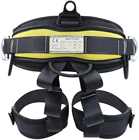 X XBEN Thicken Climbing Harness, Protect Waist Safety Harness Gear, Wider Half Body Harness for Roofing Fire Rescuing Rock Climbing Rappelling Tree Climb