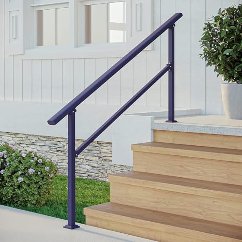 Handrails for Outdoor Steps,1-4 Step Stair Handrail & Indoor Stair Railing Kit๏ผBlack Railings for Outdoor Steps and Hand Rails for Seniors for Porch๏ผ4 Step๏ผ