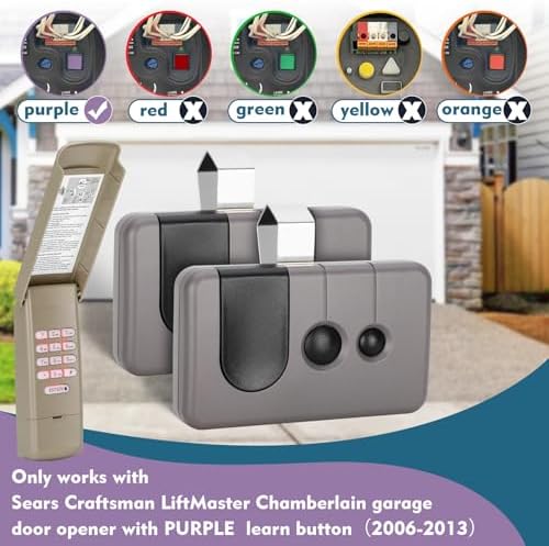 2 for Sears Craftsman Garage Door Remote 139.53753 53753 139.18191 HBW2028 371LM, Work with Purple Learn Button ONLY(2006-2013),1 for Garage Door Opener Keypad,877max G940EV-P2 CMXZDCG440 Universal