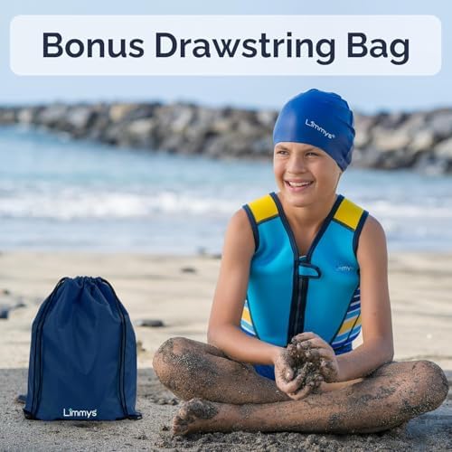Limmys Premium Kids Swim Vest - Toddler Swim Jacket and Buoyancy Swimming Aid - Modern Design Swimming Vest for Boys, Girls and Babies - Drawstring Bag Included
