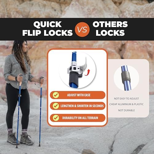 TREKOLOGY Trekking Poles – Lightweight, Adjustable Hiking Sticks for Men & Women – Durable Aluminum, Compact & Foldable with Comfortable Grip – Perfect for Hiking, Walking & Seniors, TREKZ XE