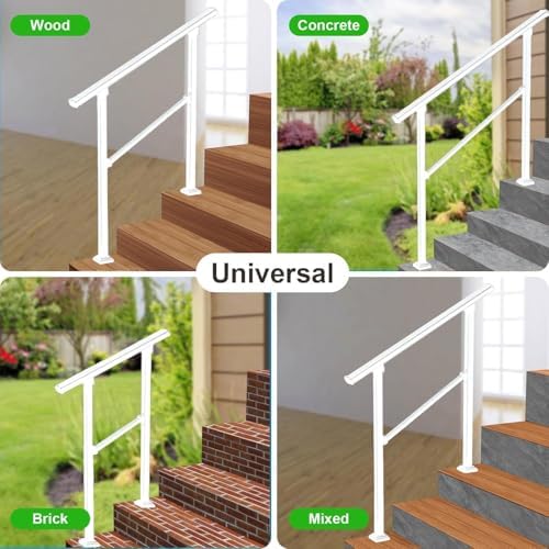 Hand Rails for Outdoor Steps,3 Step Stair Handrail & Indoor Stair Railing Kit๏ผWhite Railings for Outdoor Steps and Hand Rails for Seniors for Porch๏ผ2 Step White๏ผ