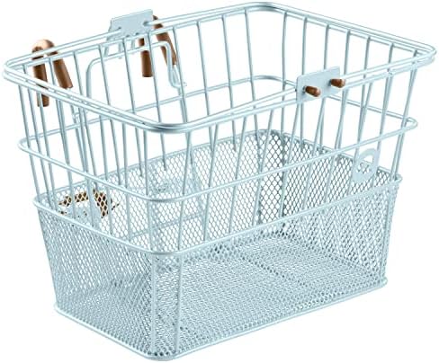 Retrospec Apollo Detachable Front Bike Basket Steel Half-Mesh with Integrated Detachable Hooks and Built-In Handle, Easy Assembly and Portability for Bicycles