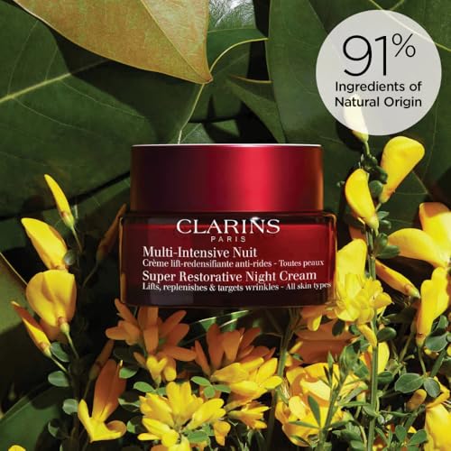 Clarins Super Restorative Night Cream | Anti-Aging Moisturizer For Mature Skin Weakened By Hormonal Changes | Illuminates & Densifies Skin | Lifts & Tones | Targets Spots & Wrinkles | 1.7 Ounces