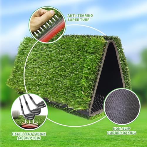 Golf Hitting Mat | Golf Training Mat for Swing Path Feedback/Detection Batting | Extra Replaceable Golf Practice Mat 16"x12" | Golf Gifts for Men/Women for Home Indoor Outdoor