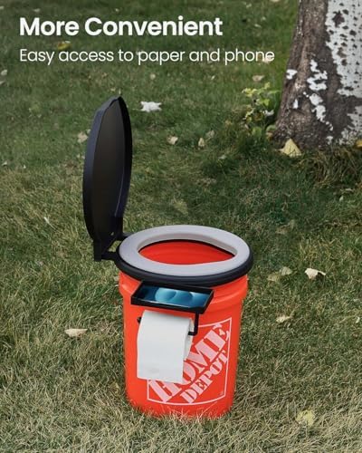 TRIPTIPS Portable Toilet with Soft Cushion, 5 Gallon Rotatable Lid, Adults and Kids Camping Toilet Seat for 5 Gal Bucket