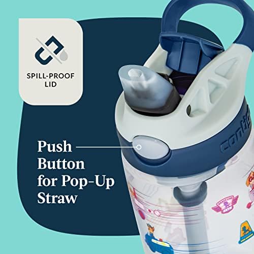 Contigo Paw Patrol Kids 14oz Plastic Water Bottles Aubrey Design with Spill-Proof Lid Silicone Straw 2-Pack Convenient for Travel/Home/School Use Dishwasher Safe