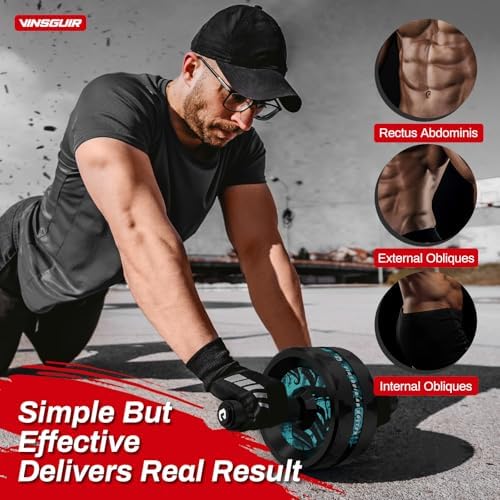 VINSGUIR Ab Roller Wheel, Abs & Core Workout Equipment for Home Gym with Knee Pad Accessories, Abdominal Wheel for Full-body Strength Training