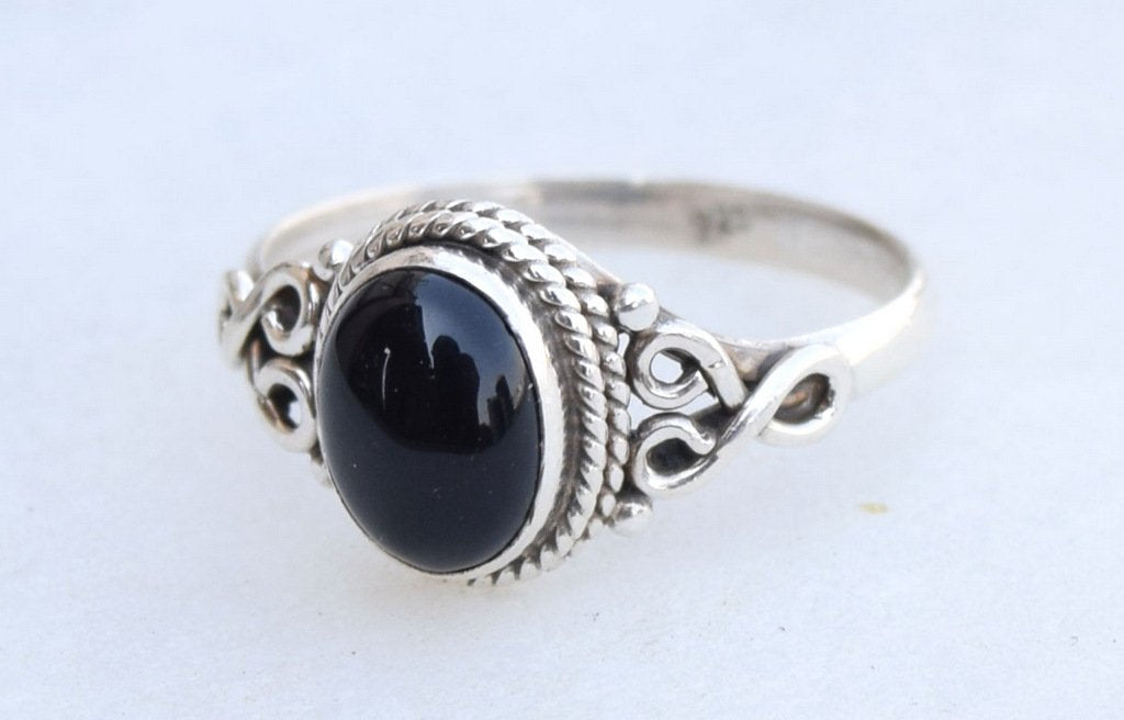 Black Onyx Stone Ring 925 Sterling Silver Statement Ring For Women Handmade Gemstone Christmas Jewellery Size US 8 Gift For Her