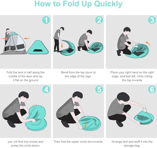 Gorich Easy Pop Up Beach Tent for 3-4 Person, UPF 50+ UV Protection Beach Umbrella Sun Shelter, Portable Lightweight Cool Cabana Shade with Easy Foldable & Instant Setup