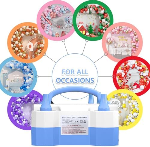 SINBEE Balloon Pump, Balloon Pump Electric, Portable Dual Nozzle Electric Blower Air Pump Inflator for Party Decoration. Faster and Save Time