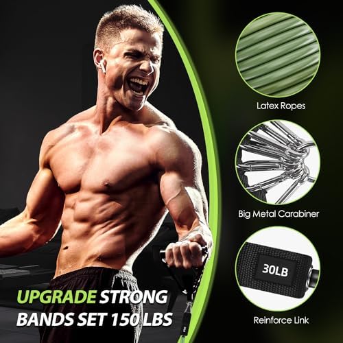 WHATAFIT Resistance Bands, Exercise Bands,Resistance Bands for Working Out, Work Out Bands with Handles for Men and Women Fitness, Strength Training Home Gym Equipment