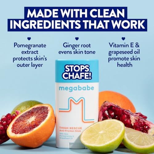 Megababe Thigh Rescue Anti-Chafe Stick | Prevents Skin Chafe & Irritation | Thighs, arms, Bra-Lines & More