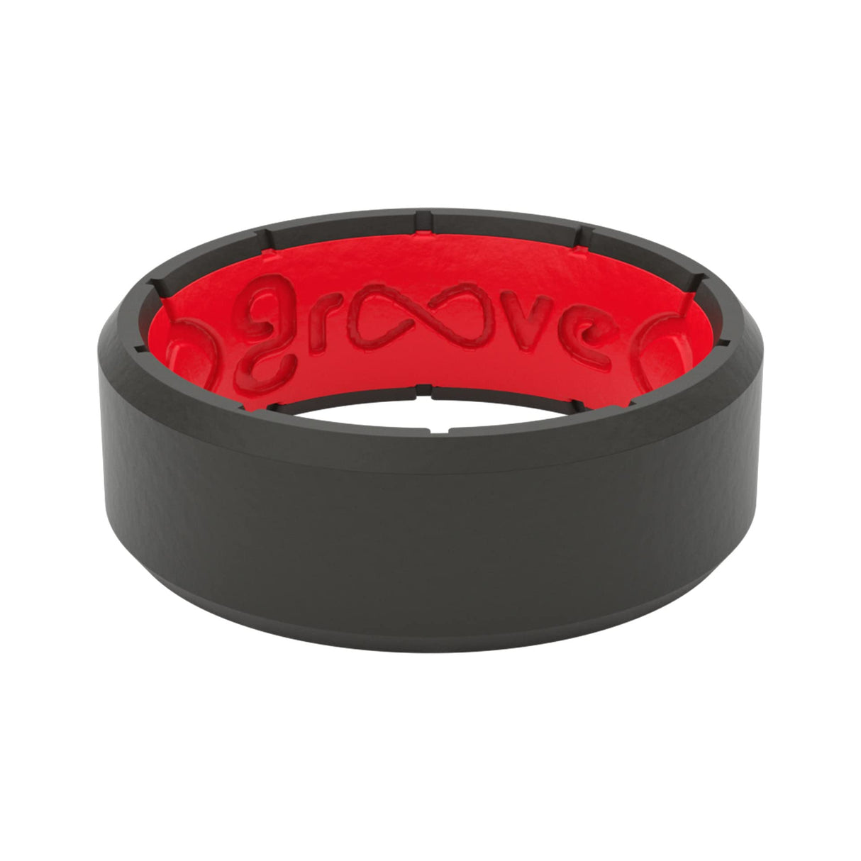 Groove Life Silicone Ring for Men, Rubber Wedding Band, Edge Black/Red 11