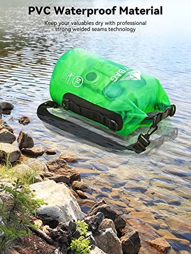 HEETA Dry Bag Waterproof for Women Men, 5L/10L/20L/30L/40L Roll Top Lightweight Dry Storage Bag Backpack with Phone Case for Travel, Swimming, Boating, Kayaking, Camping & Beach, 11 Transparent Colors