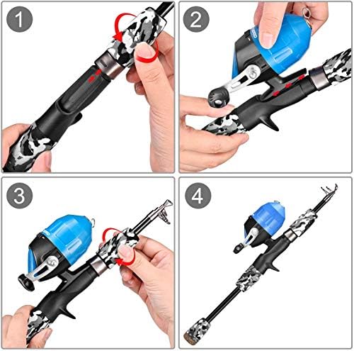 ODDSPRO Kids Fishing Pole Pink, Portable Telescopic Fishing Rod and Reel Combo Kit - with Spincast Fishing Reel Tackle Box for Girls, Youth