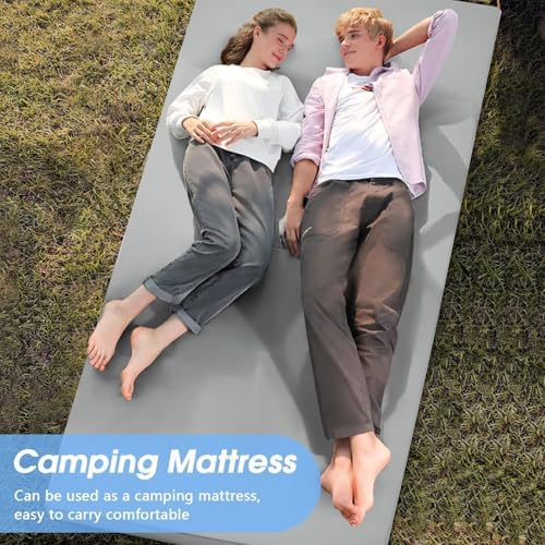 CYMULA Memory Foam Camping Mattress Pad,3inch Sleeping Pad for Camping,Non-Slip Bottom Floor Cot Mattress Bed with Retaining Portable Roll up Mattress Pad Mat for Travel Truck Guest Bed Tent