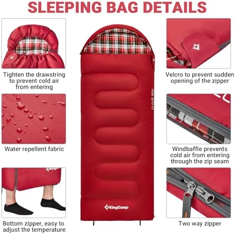 KingCamp Sleeping-Bags Kids Sleeping Bag Flannel Lined Cold Weather 3-4 Season Sleeping Bag for Teens Youth Child Boys Girls
