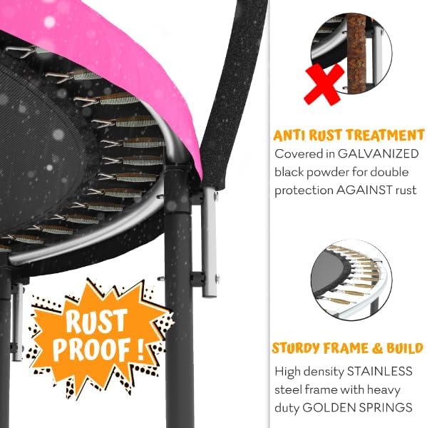 JUMPZYLLA Trampoline Outdoor 8FT 10FT 12FT 14FT 15FT 16FT with Enclosure and Ladder, ASTM Approved Recreational Trampoline for Kids and Adults, Anti-Rust Coated Frame