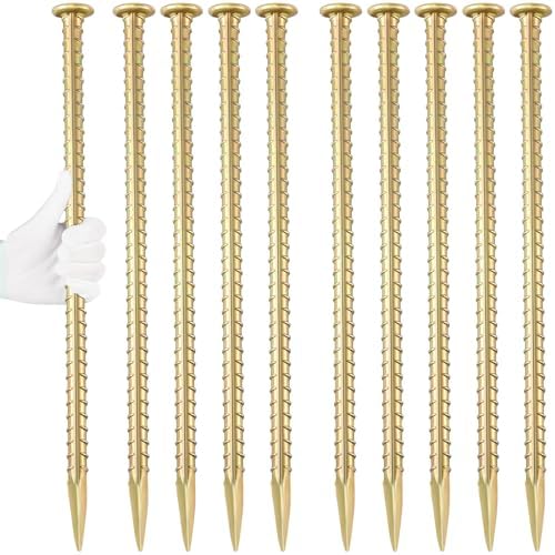 16 Inch Rebar Stakes 1/2 Inch Diameter Galvanized Steel Ground Anchors Heavy Duty Anchoring Spikes for Speed Bump, Parking Curb and Tent (10 Pack)