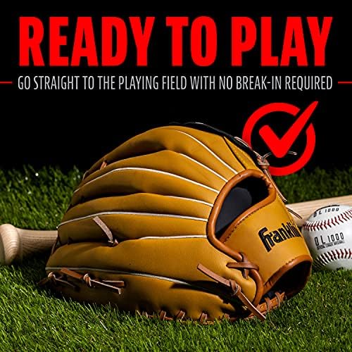 Franklin Sports Baseball + Softball Gloves - Field Master Adult + Youth Baseball + Softball Gloves - Right Hand + Left Hand Gloves - Infield + Outfield Mitts - Multiple Sizes + Colors