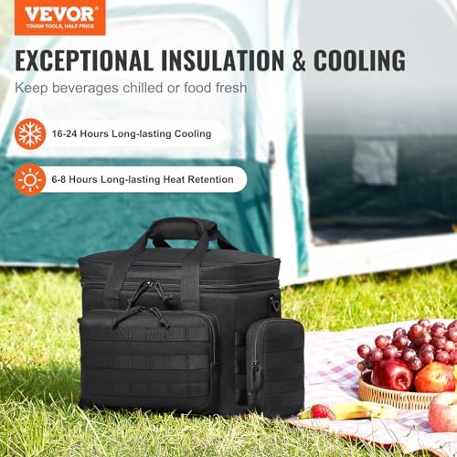 VEVOR Tactical Lunch Box for Men/Women, 20L Lunchbox for Work Insulated Leakproof with MOLLE, Lunch Cooler Box with Storage Bags, Lunch Bags Soft Cooler for Office, Picnic, Hiking, Beach, Camping