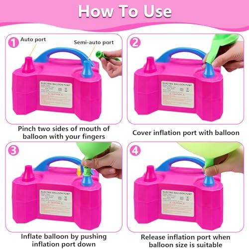 SINBEE Balloon Pump, Balloon Pump Electric, Portable Dual Nozzle Electric Blower Air Pump Inflator for Party Decoration. Faster and Save Time