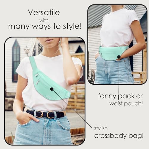 MAXTOP Large Crossbody Fanny Pack with 4-Zipper Pockets,Gifts for Enjoy Sports Festival Workout Traveling Running Casual Hands-Free Wallets Waist Pack Phone Bag Carrying All Phones