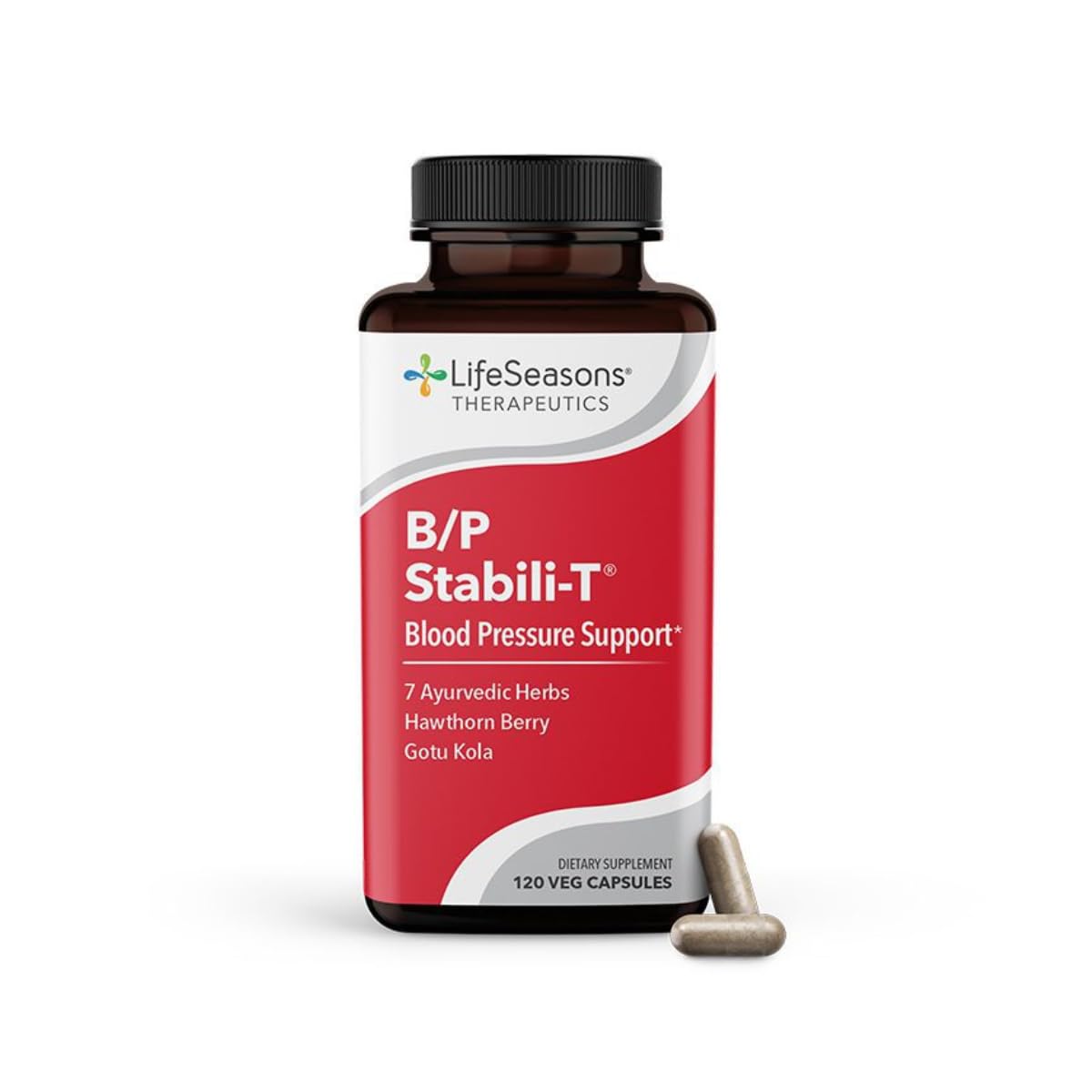 LifeSeasons B/P Stabili-T - Blood Pressure Support - Supplement for Healthy Heart & Circulation - Ashwagandha, Arjuna, Gotu Kola & Hawthorn Berry - 120 Capsules