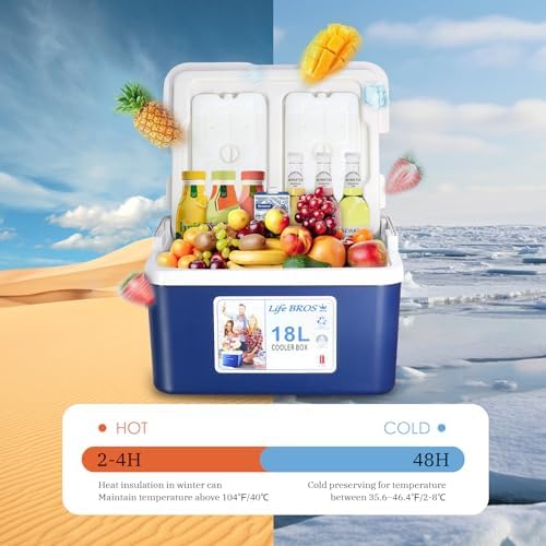 11Qt 19Qt Insulated Portable Cooler Leak-Proof Ice Chest Lunch Box Hard Coolers with Extra Ice Pack for BBQ, Camping, Pincnic