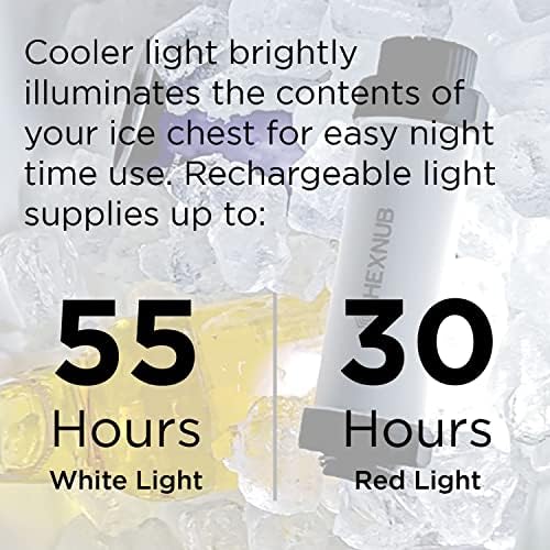 HEXNUB Cooler Box Light, Waterproof, Rechargeable LED Light Compatible with YETI, RTIC, ORCA, Igloo, Coleman Ice Chest, Magnetic Base, Great for Outdoor Events, Camping, Fishing, Hunting, Boating