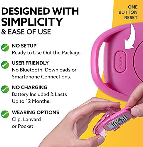 3DFitBud Simple Step Counter Walking 3D Pedometer from 3DActive with Clip & Lanyard - A420S