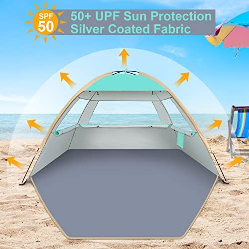 Gorich Beach Tent Sun Shelter for 3/4-5/6-7/8-10 Person with UPF 50+ UV Protection, Lightweight & Easy Setup Beach Shade Canopy, Portable Beach Shade Tent Beach Cabana