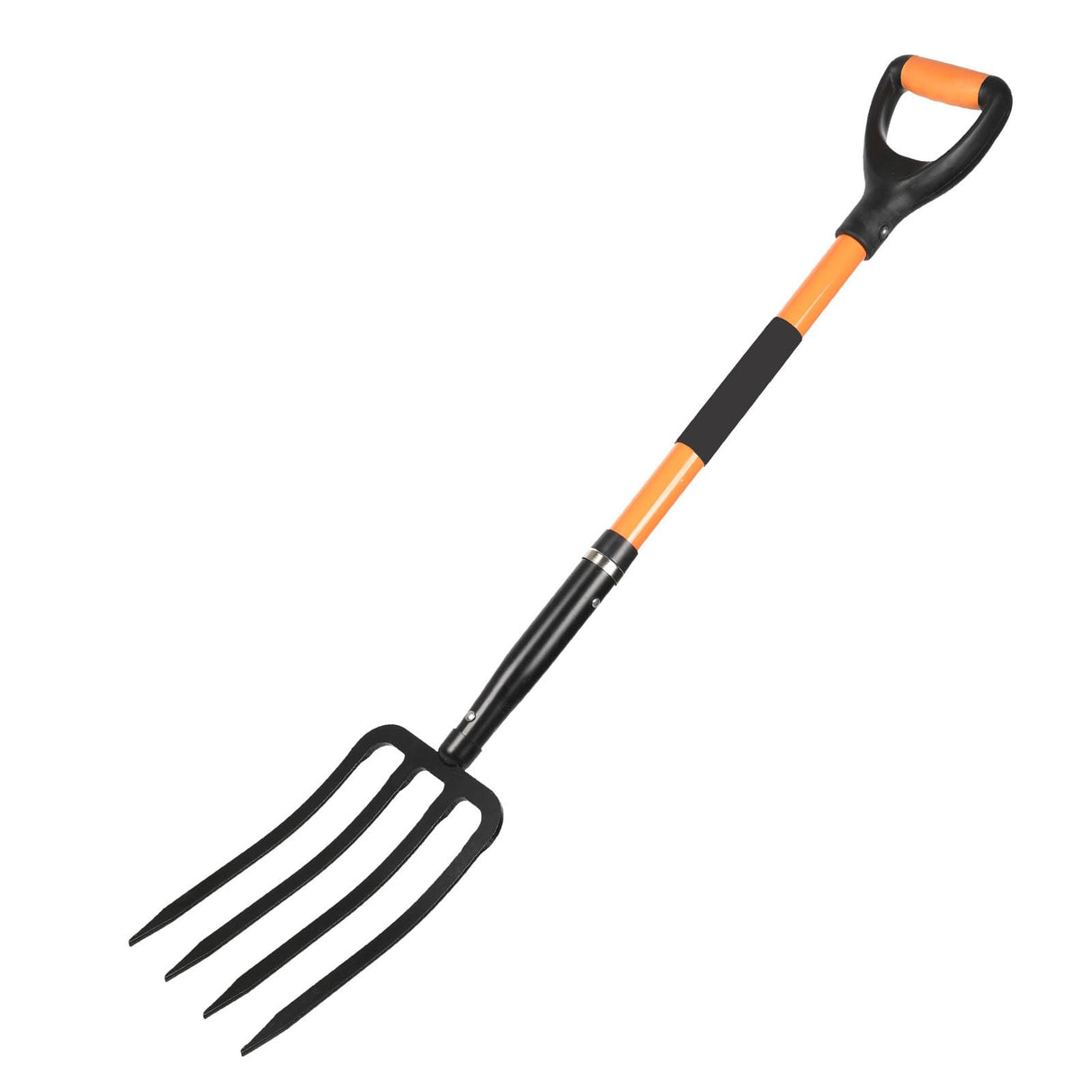 Garden Fork with Ergonomic Handle, Fiberglass Handle,4-Tine Pitchforks for Gardening Digging Composting Spading.