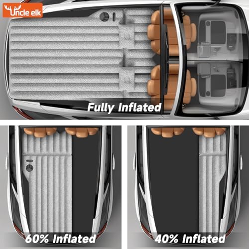 SUV Air Mattress: Inflatable Car Air Mattress for Camping, Flocking Car Bed with Air Pump & 2 Pillows, Portable Sleeping Pad Mattress for Home Car Travel Camping Grey